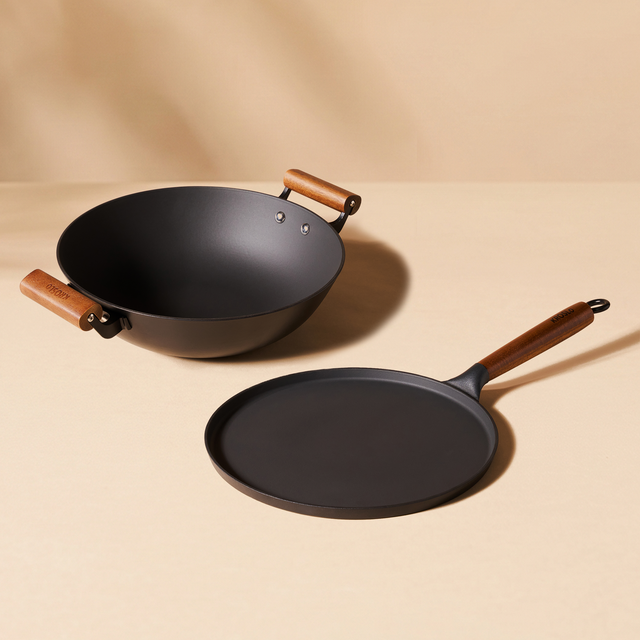 Kroslo two-piece cast iron combo: 26 cm kadhai and 26 cm dosa tawa