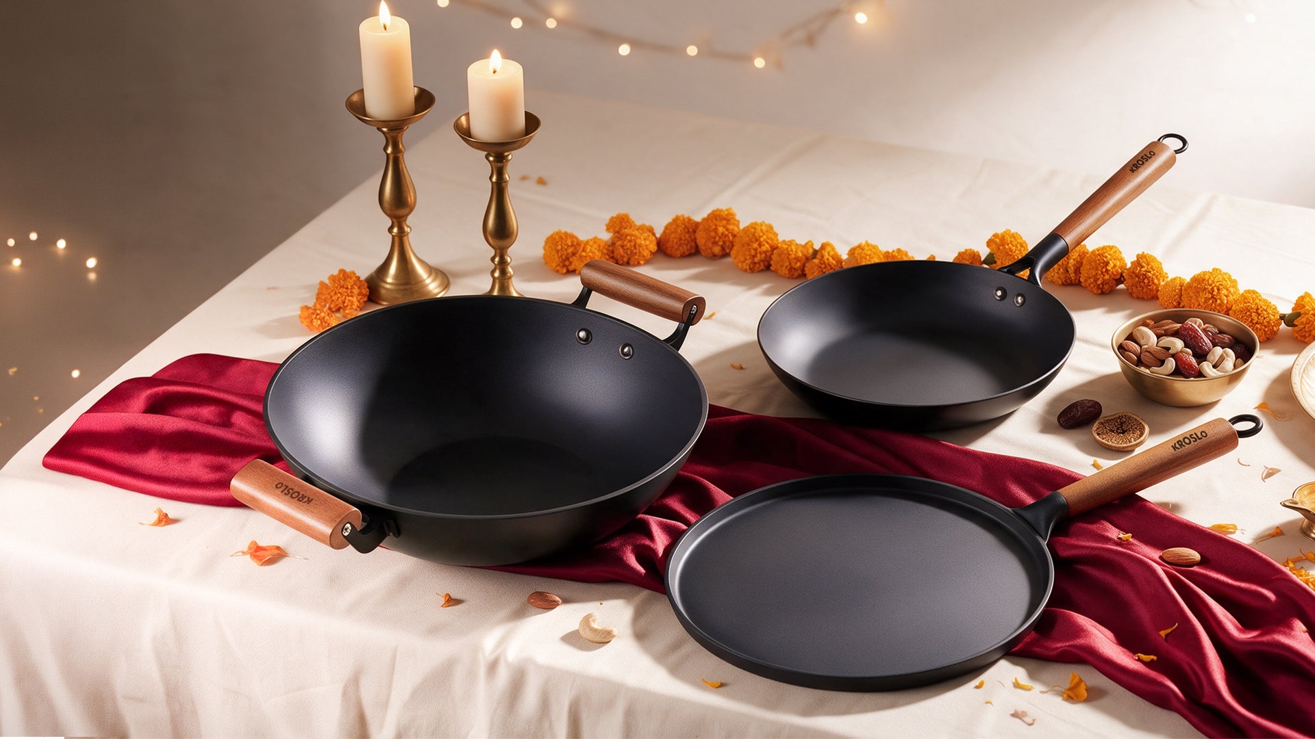Kroslo cast iron kadhai, fry pan and tawa